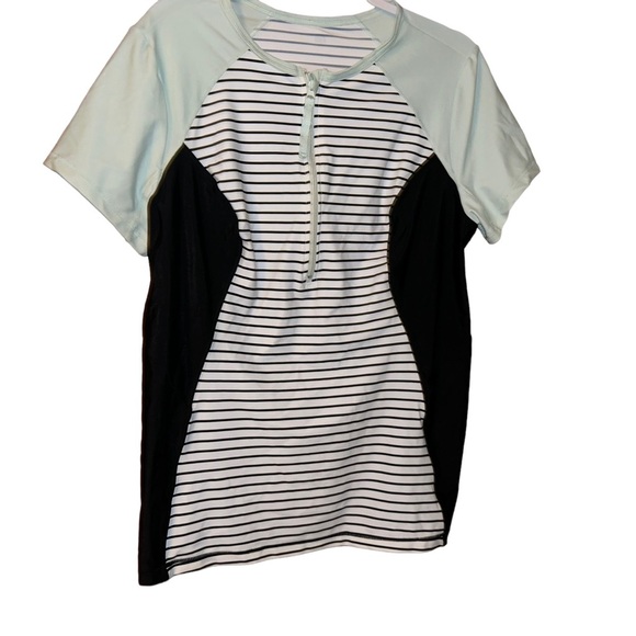 Lane Bryant cacique swim rash guard swim stripe top tankini shirt size 18/20 2x - Picture 1 of 4
